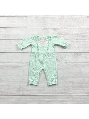 Just One You By Carter's Baby Girl Polka Dot Mint Green Floral Romper Newborn
